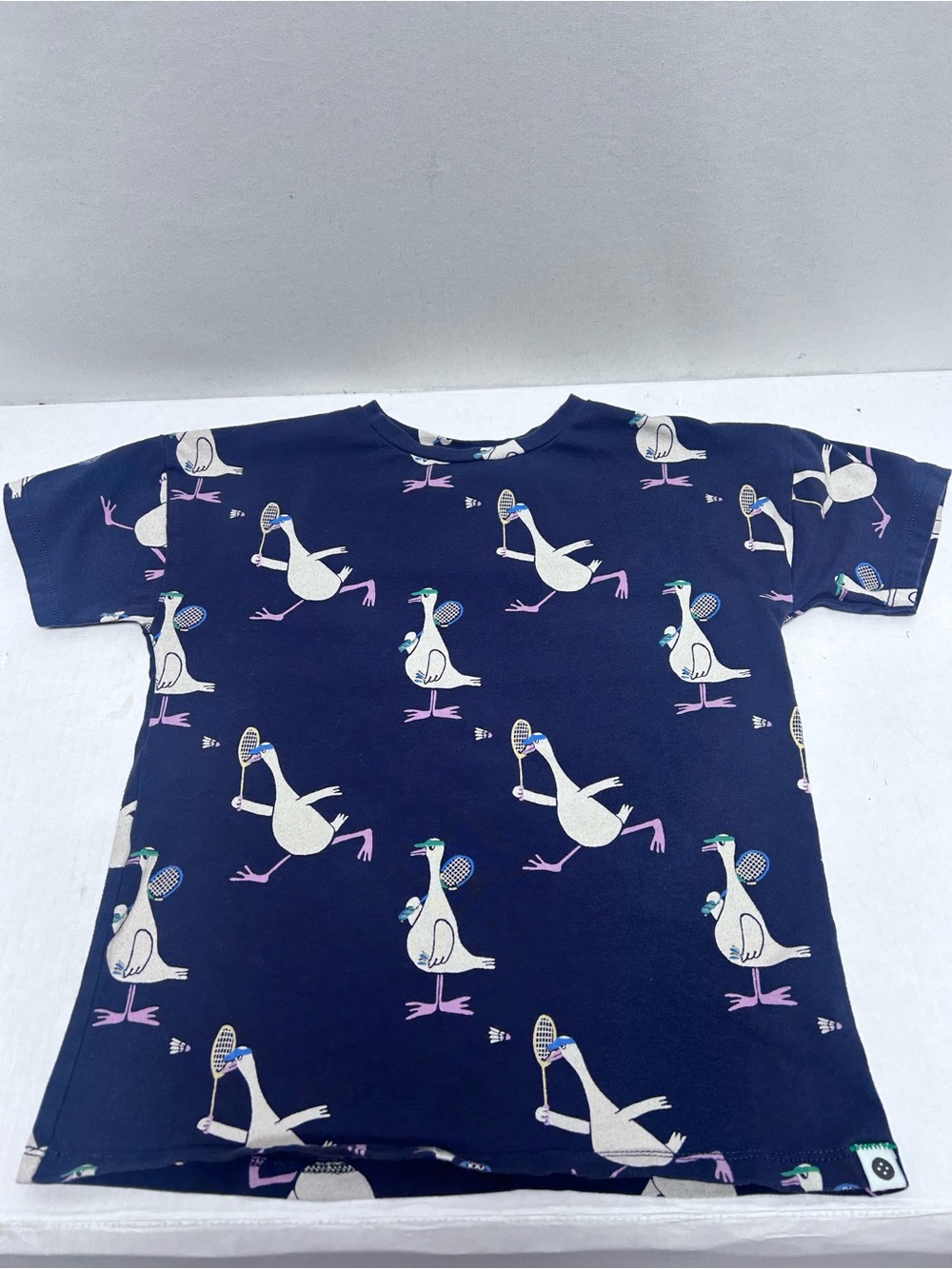 Navy Blue Kids Tee with Playful Seagull Print size 7/8